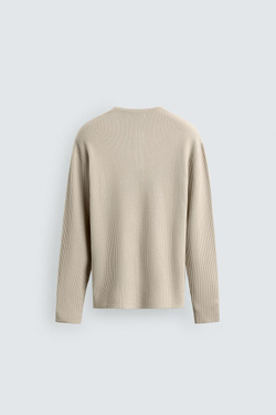 ZARA СВИТЕР С РЕЛЬЕФНОЙ ТКАНЬЮ И ОТЛОЖНЫМ ВОРОТНИКОМ, ЭКРЮ