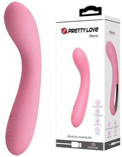 Нежно-розовый изогнутый вибратор Gloria - 16 см. (Цвет: нежно-розовый)