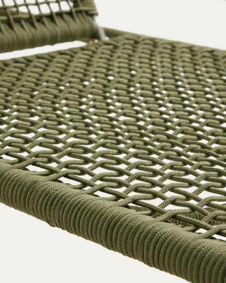 Шезлонг Dandara из зеленой стали и веревки на ножках из массива акации
