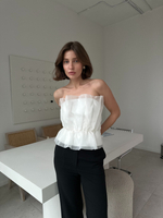 Блуза-топ из органзы с драпировкой молочный