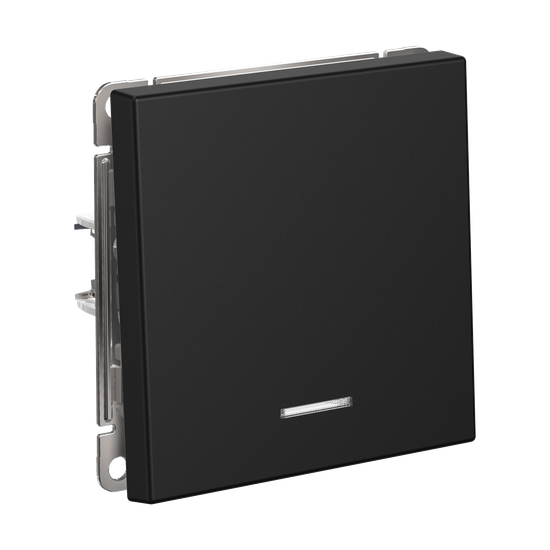 Выключатель кнопочный 1-кл. ArtGallery 10А с подсветкой механизм карбон SE GAL001016