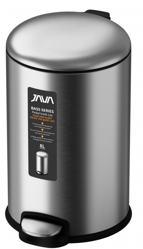 Ведро для мусора с МИКРОЛИФТОМ (круг. САТИН)  8л. JAVA