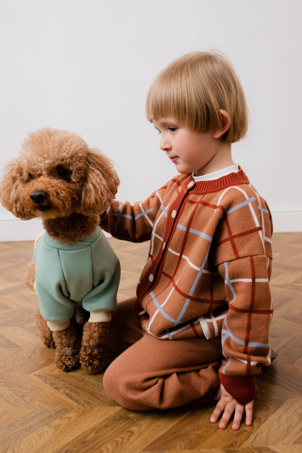 Кардиган вязаный (клетка терракот)