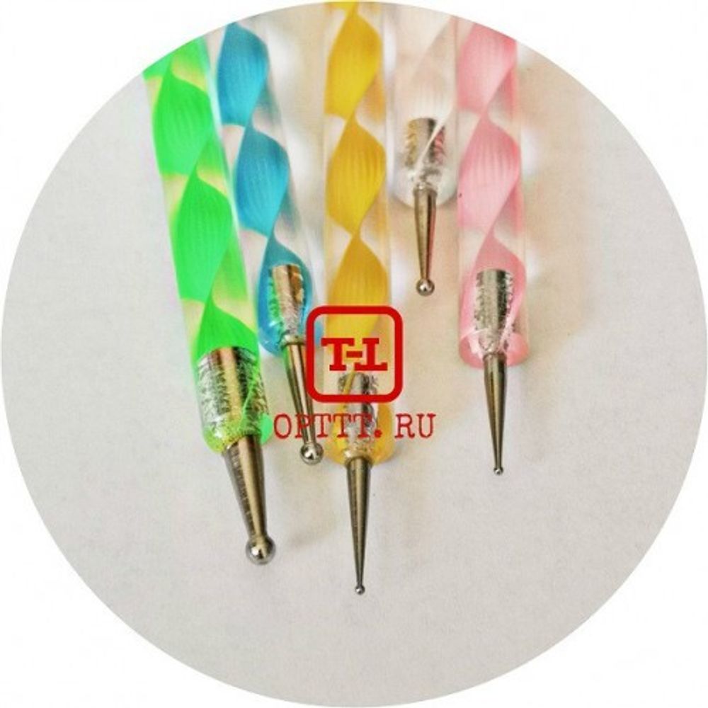 НАБОР ДОТСОВ - КИСТЕЙ АКРИЛ для дизайна 15см. диаметр 0,1/0,2/0,2/0,3/0,4 (5 штук)