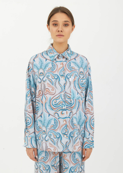 Пижама (брюки-рубашка) принт 225-01, р XL