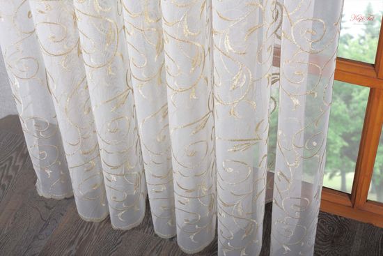 Микросетка с вышивкой Вензель (золото)