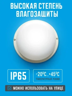 Светильник светодиодный 15Вт 6500К, герметичный IP65. С микроволновым сенсором.