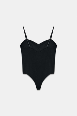 ZARA БОДИ С ВЫРЕЗОМ СЕРДЕЧКОМ, ЧЕРНЫЙ