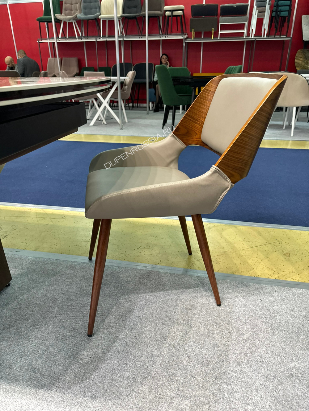 Стул JY1869 серый PU#047/орех/металл