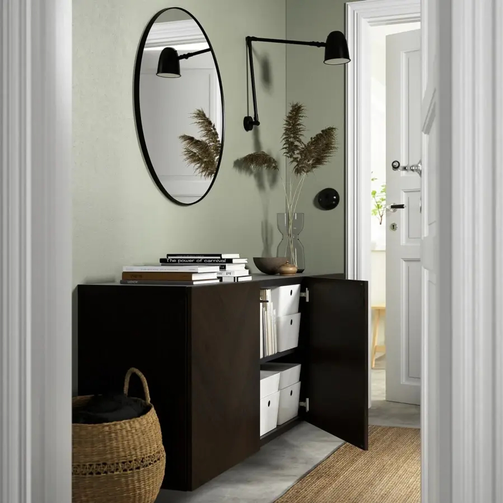 Комбинация навесного шкафа - IKEA BESTÅ/BESTA/БЕСТО ИКЕА, 64х42х180 см, темно-коричневый