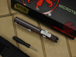 Нож Microtech 184-10 GLYKON Tanto T/E - красные вставки, клинок сатин танто