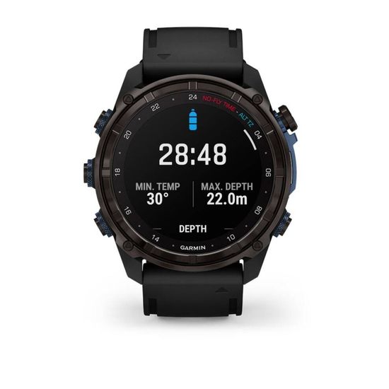Умные часы Garmin Descent MK3i - 43 мм Титан Carbon Grey DLC с черным силиконовым ремешком