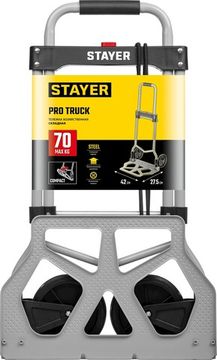 STAYER PROTruck, до 70кг, каркас и платформа из алюминия, платформа 39х28см, колеса d13 см, вес 3.0кг, складная хозяйственная тележка (38755-70)