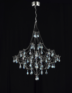 Подвесная люстра светодиодная с пультом и хрустальными подвесками K9 MyFar Allegria MR2640-66P-50СD