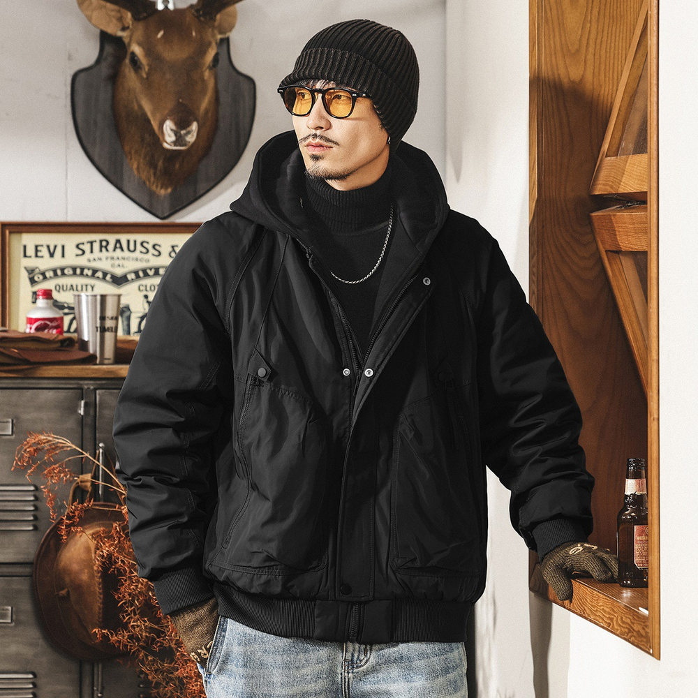 Мужская пуховая куртка из двух частей в стиле американского ретро, зимнее утолщенное пальто с капюшоном из 90% белого утиного пуха, морозостойкое и теплое.