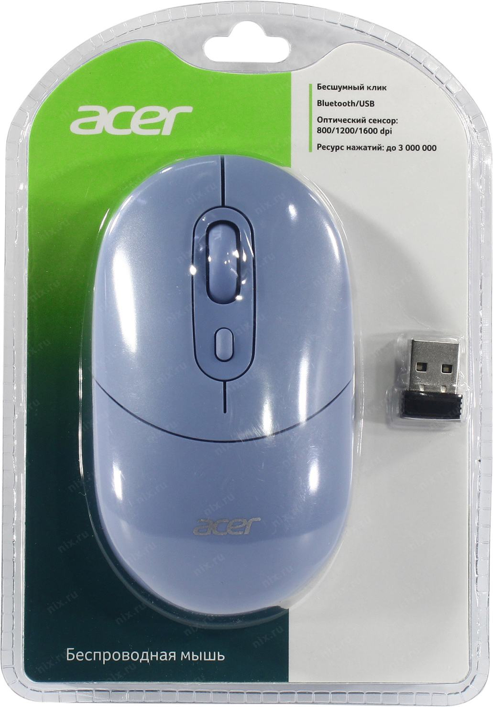 Acer Wireless Optical Mouse OMR301 <ZL.MCECC.01S>  (RTL)  USB/BT 4btn+Roll