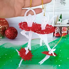 Подвеска «Балерина в красном» ручной работы, вблизи