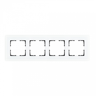 Стеклянная матовая закругленная рамка 4 пост , цвет белый