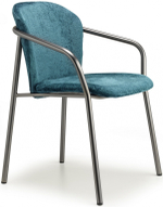 Кресло с обивкой Scab Design Finn, черный матовый никель, морской волны