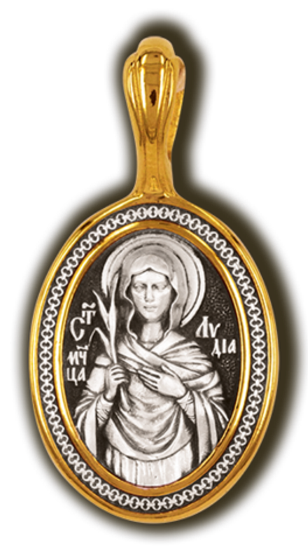 Святая Лидия. Нательная икона из серебра 925* с позолотой.