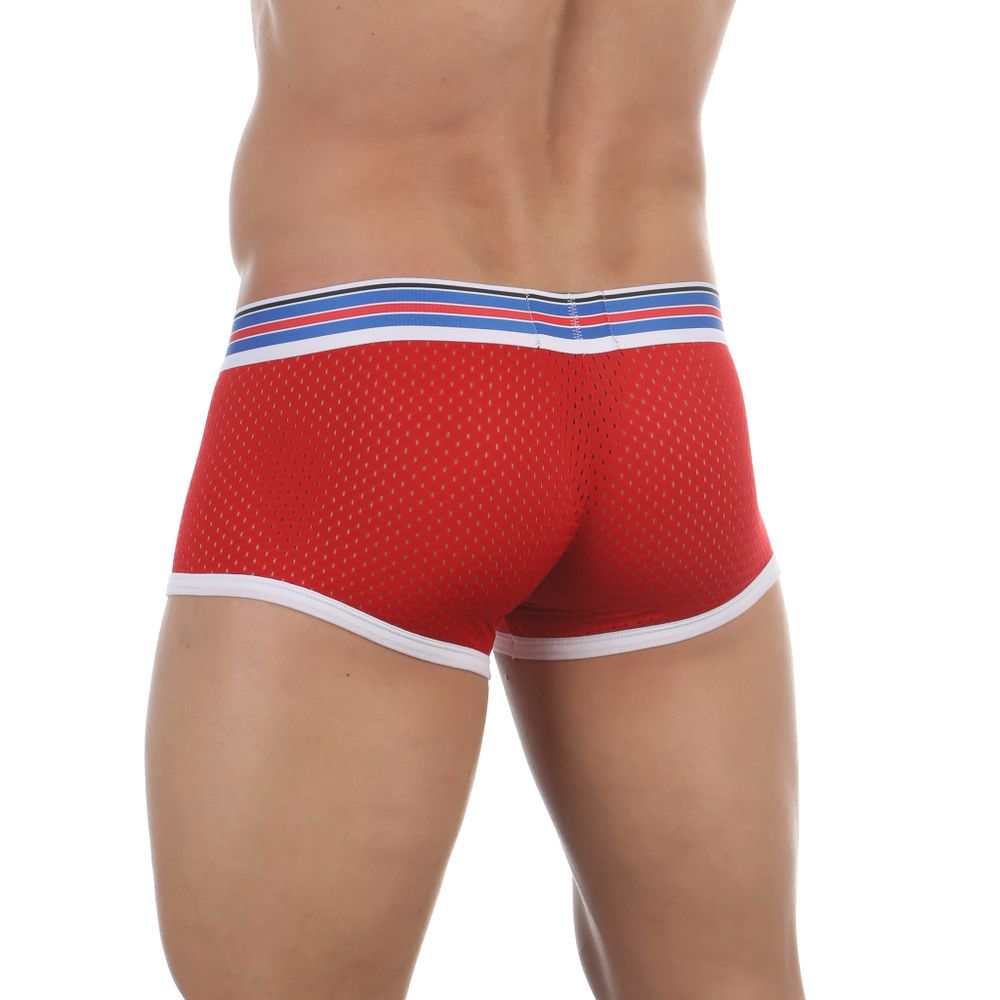 Мужские трусы боксеры красные с вставкой из сетки AUSSIEBUM