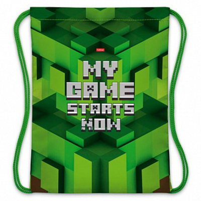 Мешок для сменной обуви, Hatber, Pixels, 420х340 мм, зелёный, полиэстер, 1, в плёнке