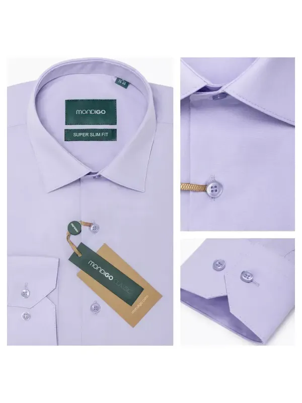 Рубашка приталенная с вытачками на спине SUPER SLIM FIT, лавандовая