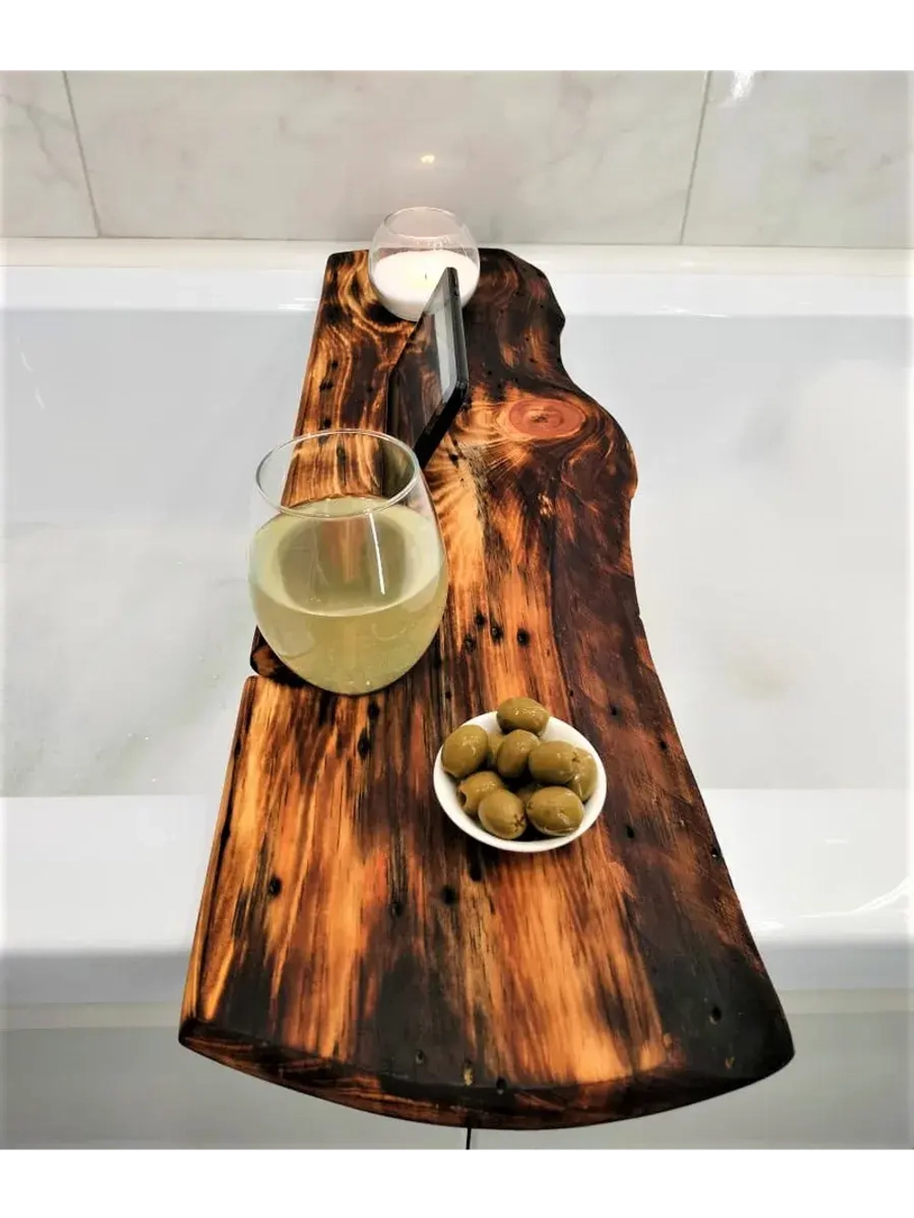 Полка столик (подставка) для ванной из 100% цельного кедра