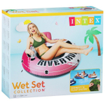 Матрас-круг для плавания Intex 56824 Pink River Run / Надувное кресло Интекс с сетчатым дном и спинкой розовое для бассейна и моря