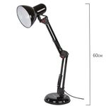 Настольная лампа-светильник SONNEN TL-007, подставка + струбцина, 40 Вт, Е27, черный, высота 60 см, 235540