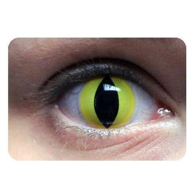 Линзы на Хэллоуин "Кошачьи" 2 ШТ/ 1 ГОД+ контейнер для линз в подарок /Crazy /Карнавальные/ Цветные/контактные без диоптрий/желтые