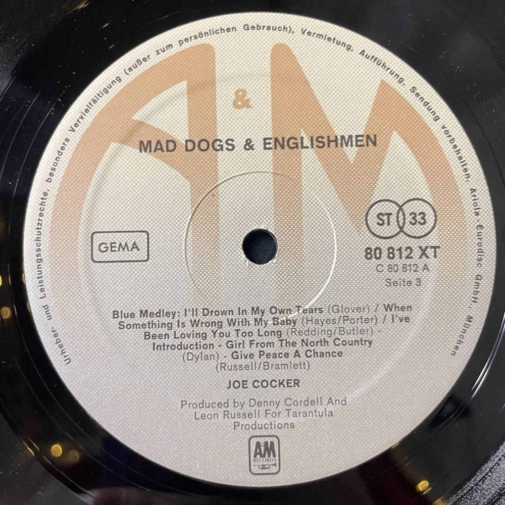 Винтажная виниловая пластинка LP Joe Cocker Mad Dogs and Englishmen (Germany 1976) Honky Tonk Women