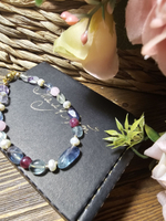 Браслет из натурального камня, авторская работа из Флюорита, Жемчуга, Кварца и Турмалина "Магический"