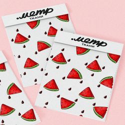 Ткань интерлок арбузы кусочки