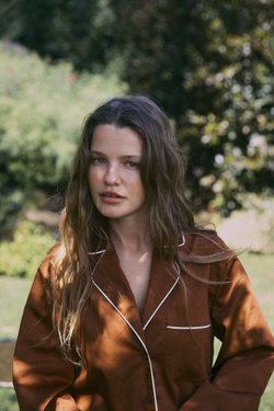 ZARA РУБАШКА В ПИЖАМНОМ СТИЛЕ ИЗ ПОПЛИНА С КОНТРАСТНОЙ ОТДЕЛКОЙ, КОРИЧНЕВЫЙ