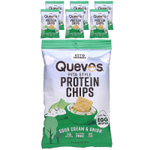 Quevos, протеиновые чипсы из питы, сметана и лук, 6 пакетиков Family Pack по 90 г (3,2 унции)