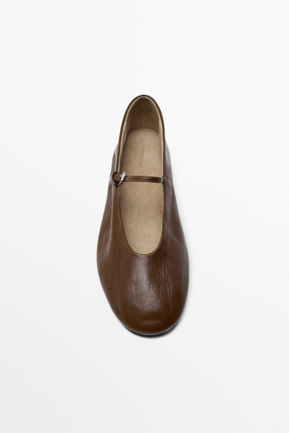 Massimo Dutti Балетки из мягкой кожи, коричневый