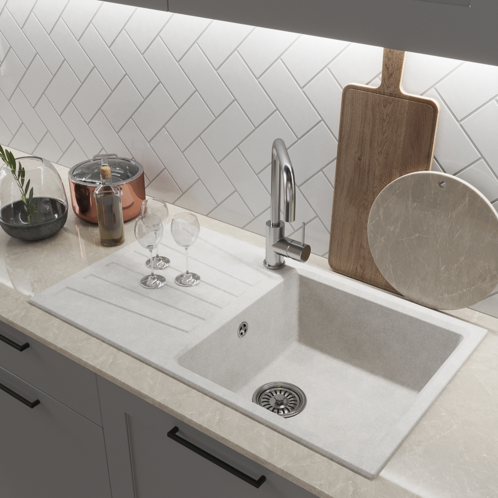 Мойка MIXLINE ML-GM20 с крылом  ультра-белая  (341) 830*480*190мм NEW (552005)