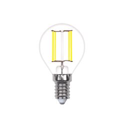 LED-G45-4W-4000K-E14-CL-SLF Лампа светодиодная. Форма шар. прозрачная. Белый свет 4000K. ТМ Volpe