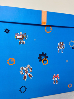 Воздушные шары Трансформер большая коробка синяя/ярко-голубая №3832