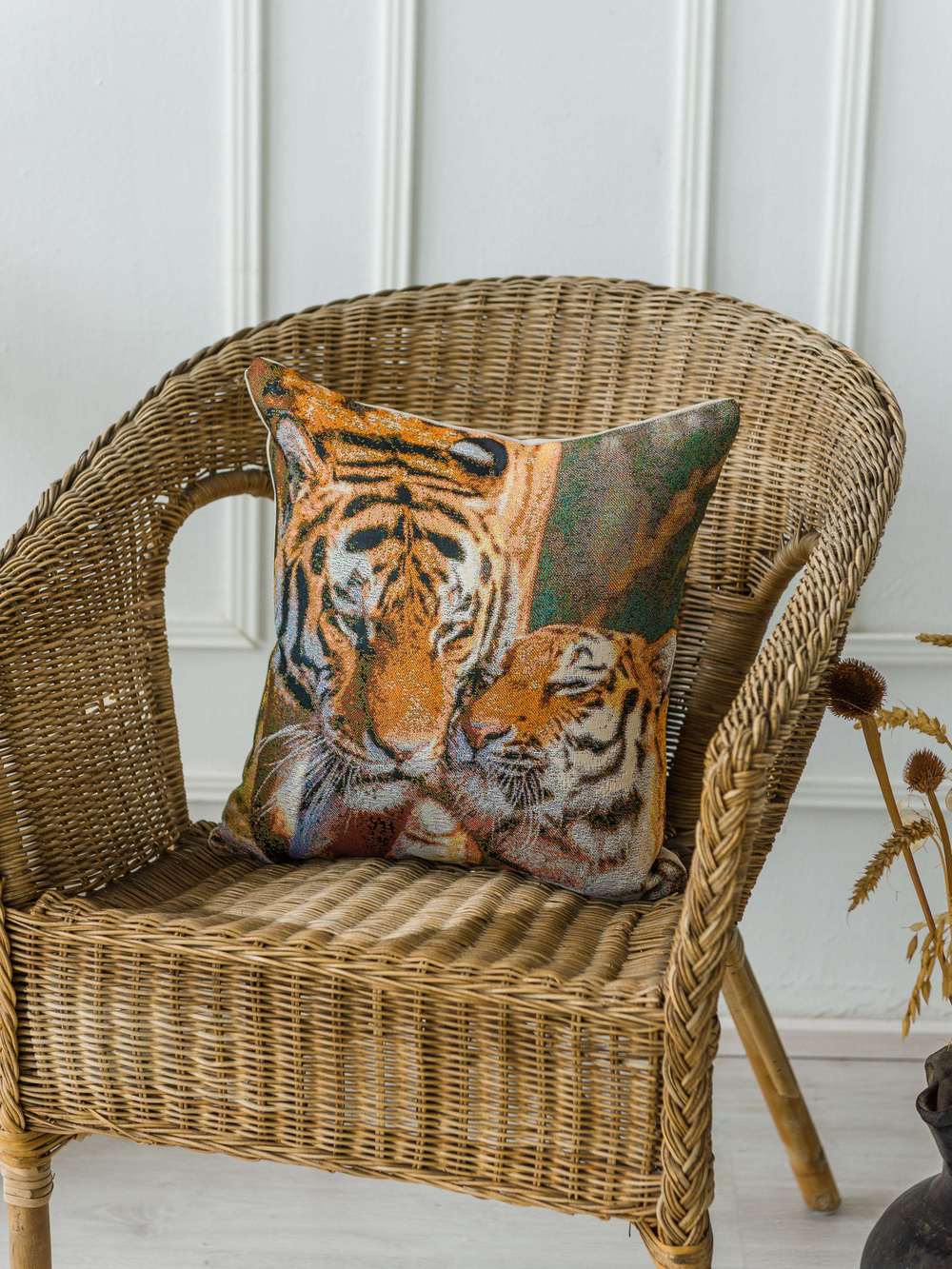 Наволочка гобеленовая декоративная для интерьерной подушки Дуэт 38*38