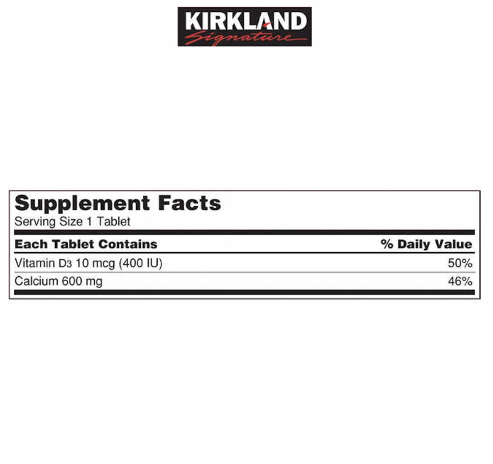 Kirkland Signature Кальций 600 мг. с витамином D3, 500 таблеток