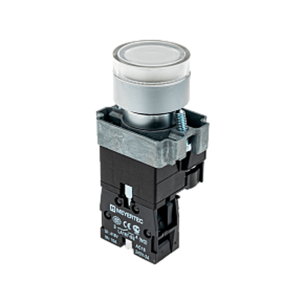 Кнопка с LED подсветкой,белая, 220V AC/DC,1NO, мет.МТВ2-BW3163 арт.58206