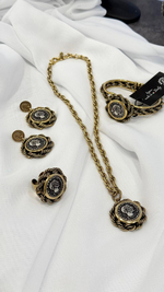 Браслет разъемный: монета с профилем римского императора, оттенок золото антик