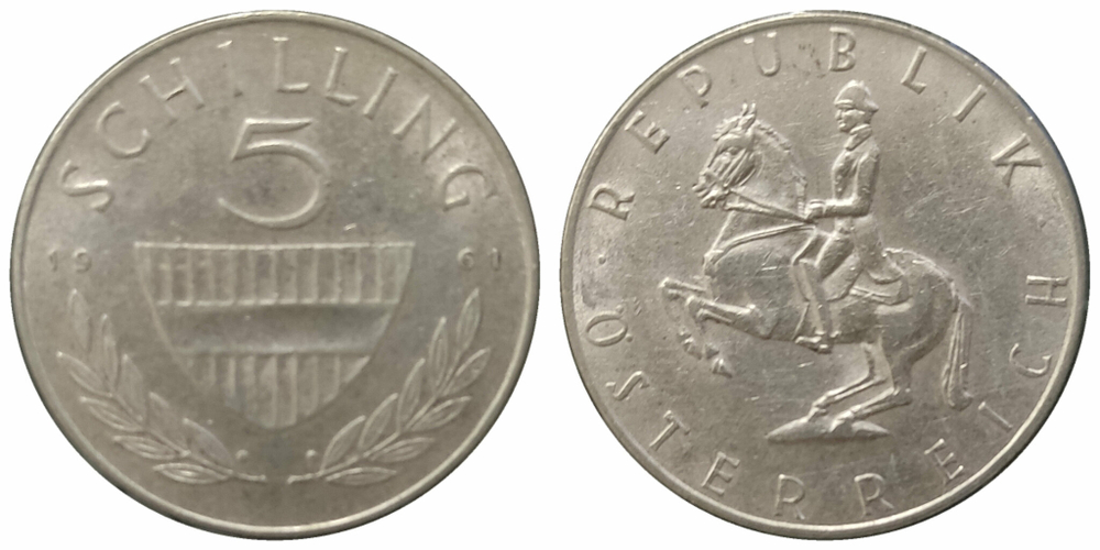 Австрия 5 шиллингов, 1960-1968 XF