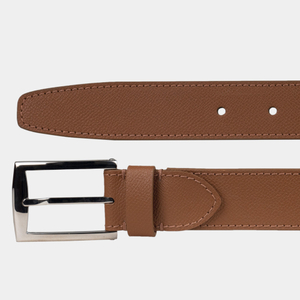 Ремень кожаный мужской из кожи сафьяно 35 мм, цвет карамель