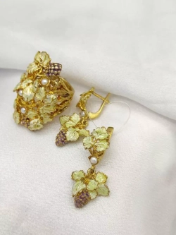 Ювелирное кольцо серебро 925, Виноградная Лоза