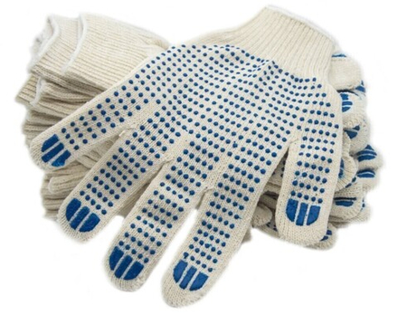 Перчатки ХБ с ПВХ 5 нити 10 класс точка (250 пар) В503