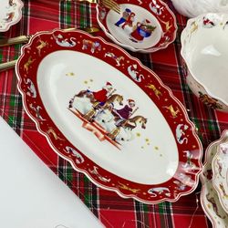 Lenardi 305-173 Набор из 2 овальных блюд 35,5х23,5х3,5см НОВЫЙ ГОД в под.уп.(х12)Фарфор