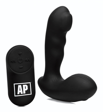 Черный стимулятор простаты Alpha-Pro 7X P-Milker Silicone Prostate Stimulator with Milking Bead (Цвет: черный)